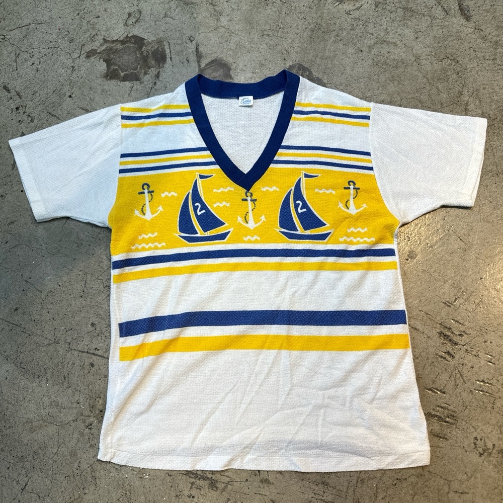 70s true vintage carters v neck sailing tee size XS